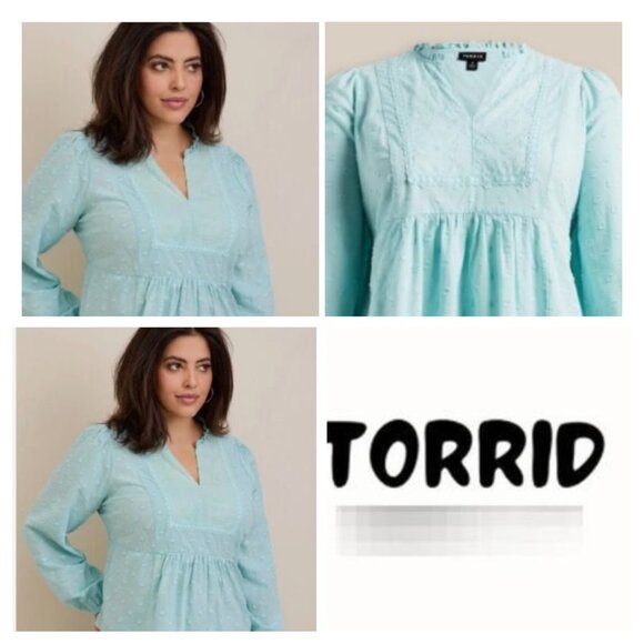 Torrid Mint Clip Dot Mixed Eyelet Yoke Detail Size 1 - Picture 3 of 3